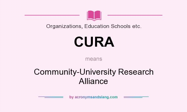What does CURA mean? It stands for Community-University Research Alliance
