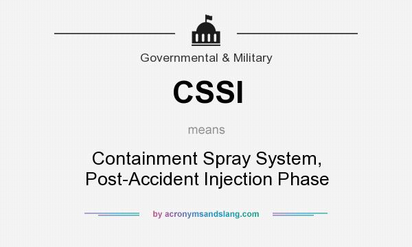 What does CSSI mean? It stands for Containment Spray System, Post-Accident Injection Phase