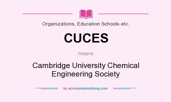 What does CUCES mean? It stands for Cambridge University Chemical Engineering Society