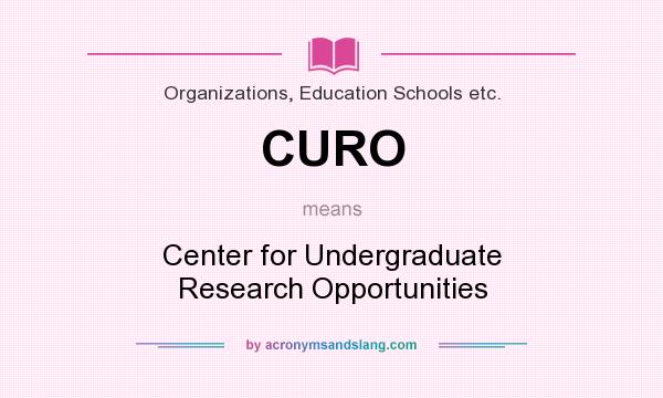 What does CURO mean? It stands for Center for Undergraduate Research Opportunities