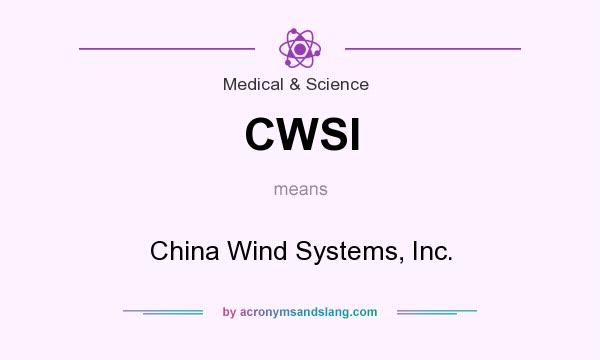 What does CWSI mean? It stands for China Wind Systems, Inc.