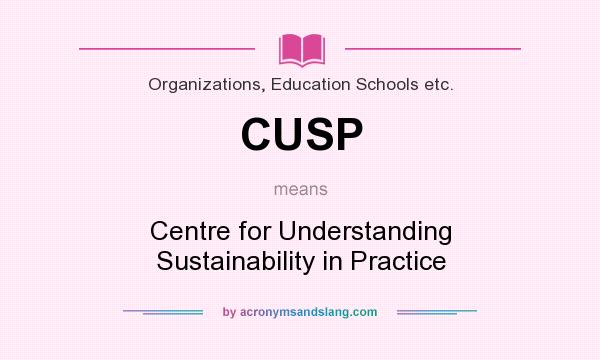 What does CUSP mean? It stands for Centre for Understanding Sustainability in Practice