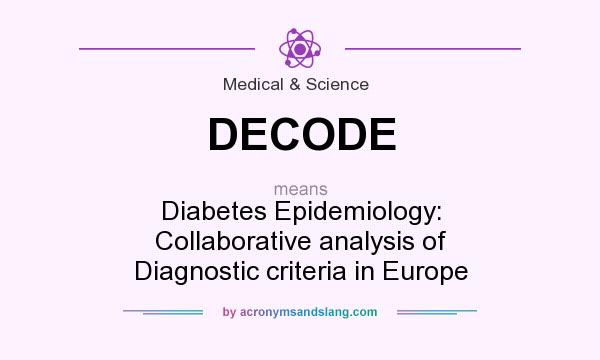 What does DECODE mean? It stands for Diabetes Epidemiology: Collaborative analysis of Diagnostic criteria in Europe