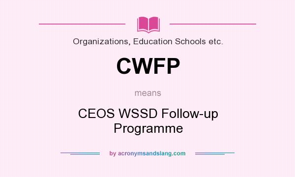 What does CWFP mean? It stands for CEOS WSSD Follow-up Programme