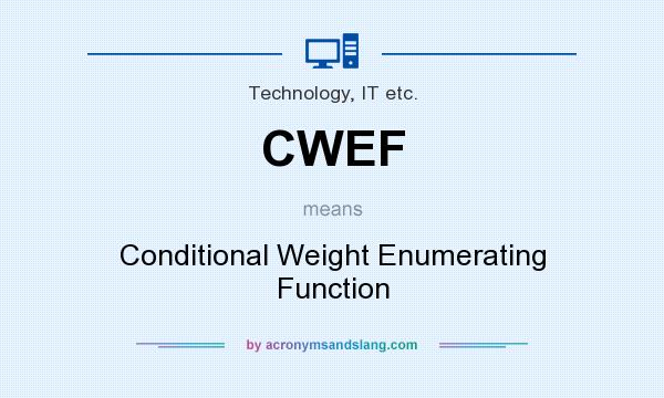 What does CWEF mean? It stands for Conditional Weight Enumerating Function