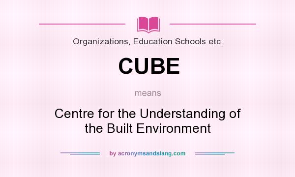 What does CUBE mean? It stands for Centre for the Understanding of the Built Environment