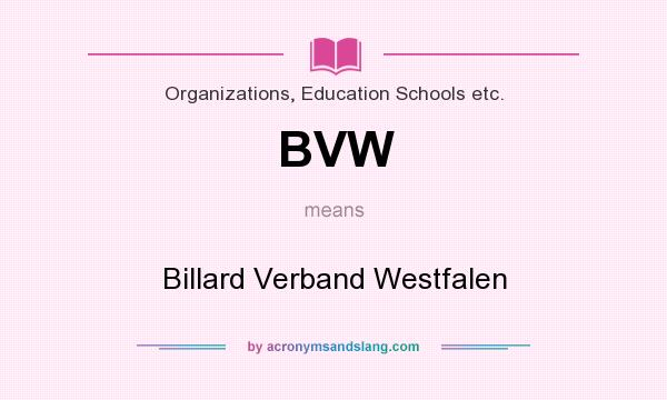 What does BVW mean? It stands for Billard Verband Westfalen