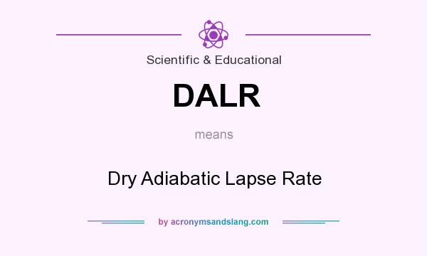 What does DALR mean? It stands for Dry Adiabatic Lapse Rate