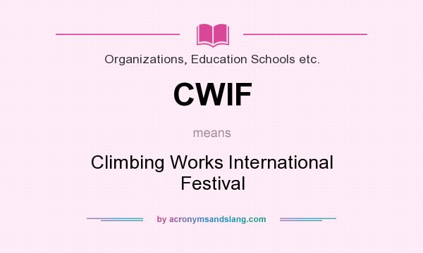 What does CWIF mean? It stands for Climbing Works International Festival