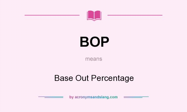 What does BOP mean? It stands for Base Out Percentage