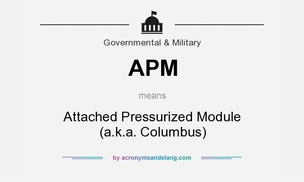 What does APM mean? It stands for Attached Pressurized Module (a.k.a. Columbus)