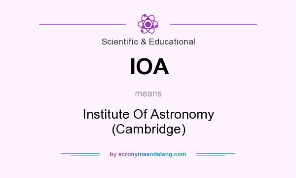 What does IOA mean? It stands for Institute Of Astronomy (Cambridge)