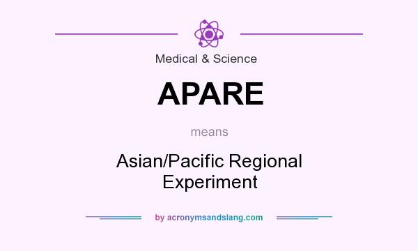 What does APARE mean? It stands for Asian/Pacific Regional Experiment