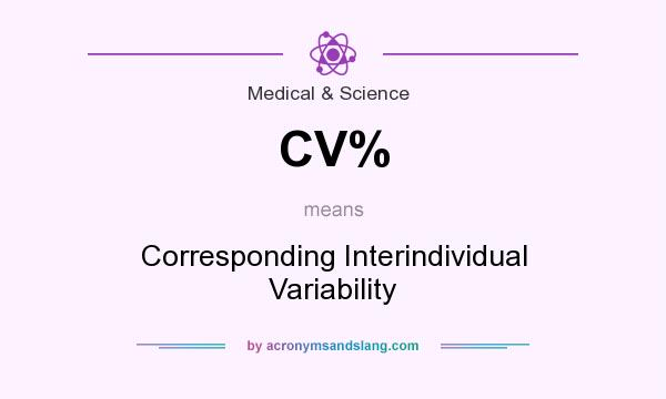 What does CV% mean? It stands for Corresponding Interindividual Variability
