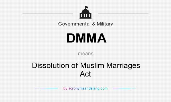 What does DMMA mean? It stands for Dissolution of Muslim Marriages Act