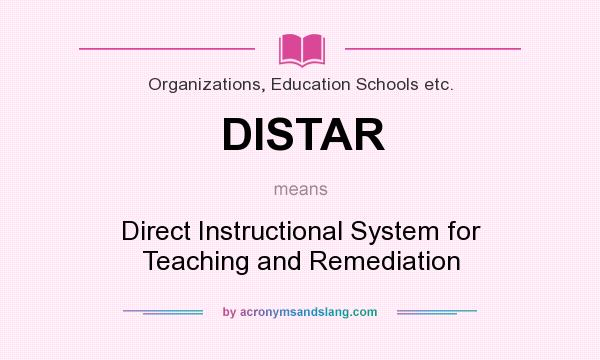 What does DISTAR mean? It stands for Direct Instructional System for Teaching and Remediation