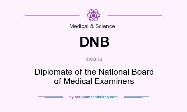 What does DNB mean? It stands for Diplomate of the National Board of Medical Examiners