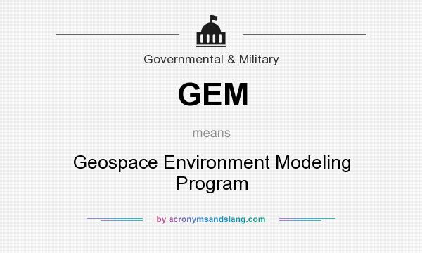 What does GEM mean? It stands for Geospace Environment Modeling Program