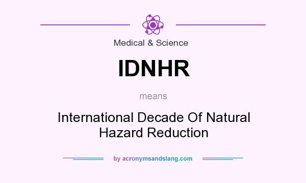 What does IDNHR mean? It stands for International Decade Of Natural Hazard Reduction