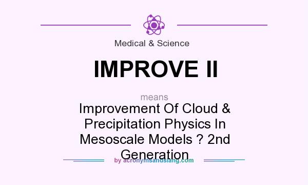 What does IMPROVE II mean? It stands for Improvement Of Cloud & Precipitation Physics In Mesoscale Models ? 2nd Generation