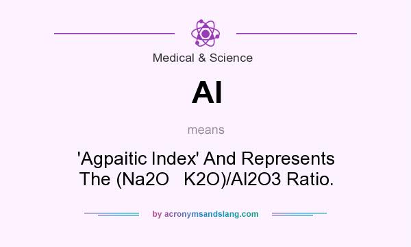 What does AI mean? It stands for `Agpaitic Index` And Represents The (Na2O   K2O)/Al2O3 Ratio.