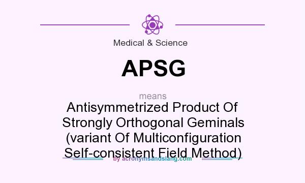 What does APSG mean? It stands for Antisymmetrized Product Of Strongly Orthogonal Geminals (variant Of Multiconfiguration Self-consistent Field Method)