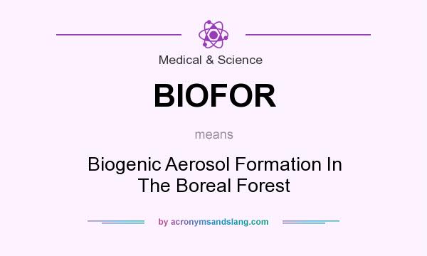 What does BIOFOR mean? It stands for Biogenic Aerosol Formation In The Boreal Forest