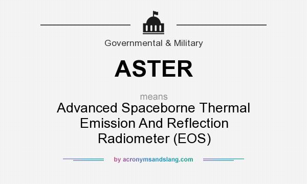 What does ASTER mean? It stands for Advanced Spaceborne Thermal Emission And Reflection Radiometer (EOS)