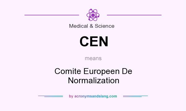 What does CEN mean? It stands for Comite Europeen De Normalization