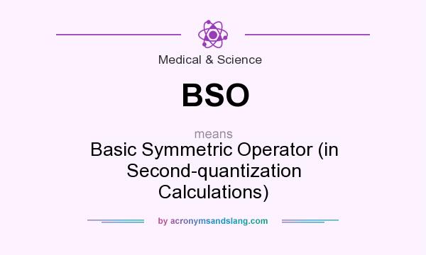 What does BSO mean? It stands for Basic Symmetric Operator (in Second-quantization Calculations)