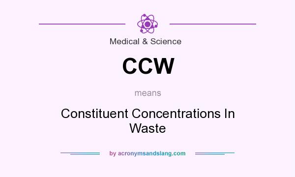 What does CCW mean? It stands for Constituent Concentrations In Waste