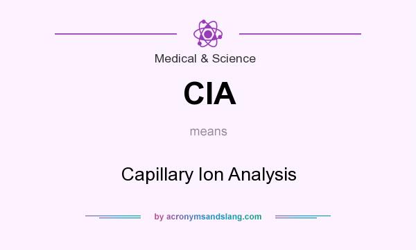 What does CIA mean? It stands for Capillary Ion Analysis