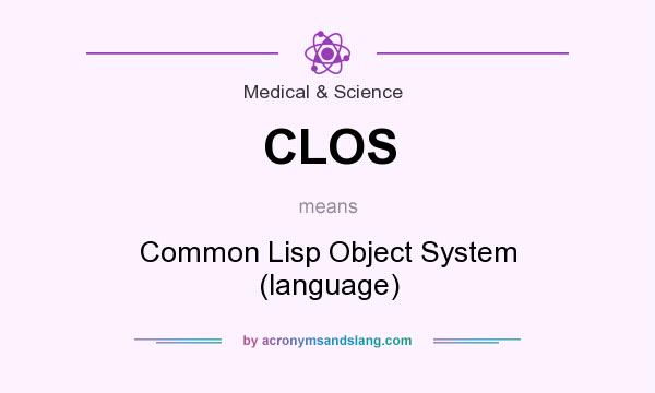 What does CLOS mean? It stands for Common Lisp Object System (language)