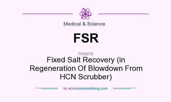 What does FSR mean? It stands for Fixed Salt Recovery (in Regeneration Of Blowdown From HCN Scrubber)