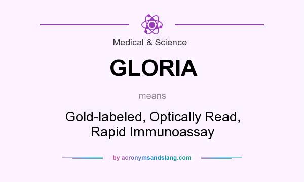 What does GLORIA mean? It stands for Gold-labeled, Optically Read, Rapid Immunoassay