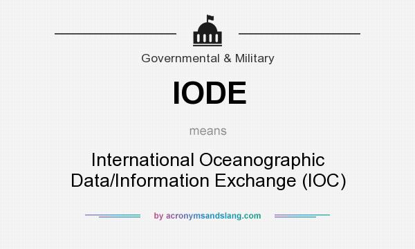 What does IODE mean? It stands for International Oceanographic Data/Information Exchange (IOC)