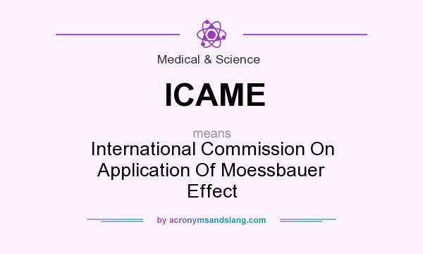 What does ICAME mean? It stands for International Commission On Application Of Moessbauer Effect