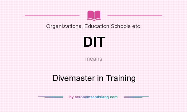 What does DIT mean? It stands for Divemaster in Training
