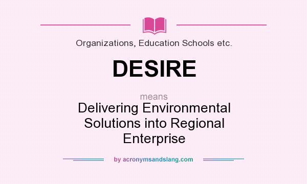 What does DESIRE mean? It stands for Delivering Environmental Solutions into Regional Enterprise