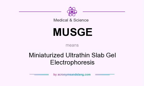 What does MUSGE mean? It stands for Miniaturized Ultrathin Slab Gel Electrophoresis