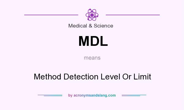 What does MDL mean? It stands for Method Detection Level Or Limit