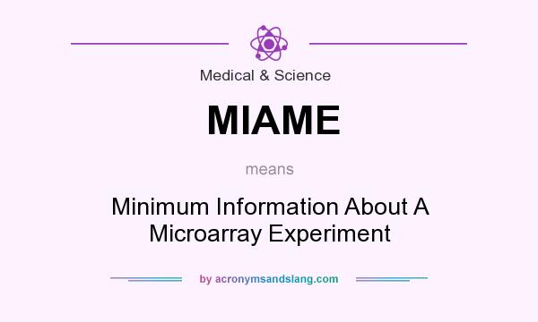 What does MIAME mean? It stands for Minimum Information About A Microarray Experiment