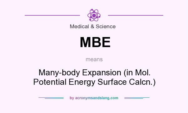 What does MBE mean? It stands for Many-body Expansion (in Mol. Potential Energy Surface Calcn.)