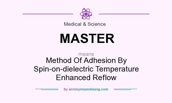 What does MASTER mean? It stands for Method Of Adhesion By Spin-on-dielectric Temperature Enhanced Reflow