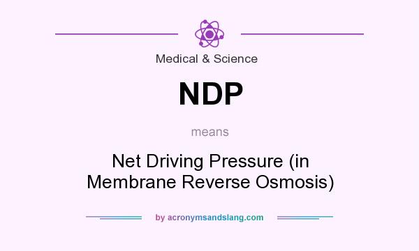 What does NDP mean? It stands for Net Driving Pressure (in Membrane Reverse Osmosis)