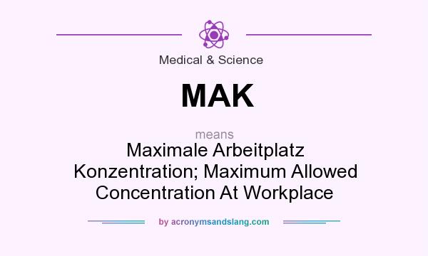 What does MAK mean? It stands for Maximale Arbeitplatz Konzentration; Maximum Allowed Concentration At Workplace