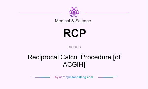 What does RCP mean? It stands for Reciprocal Calcn. Procedure [of ACGIH]