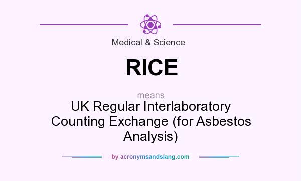 What does RICE mean? It stands for UK Regular Interlaboratory Counting Exchange (for Asbestos Analysis)