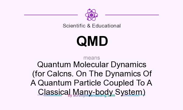 What does QMD mean? It stands for Quantum Molecular Dynamics (for Calcns. On The Dynamics Of A Quantum Particle Coupled To A Classical Many-body System)