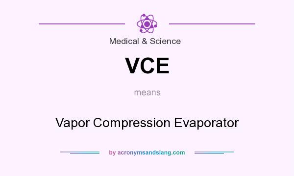 What does VCE mean? It stands for Vapor Compression Evaporator
